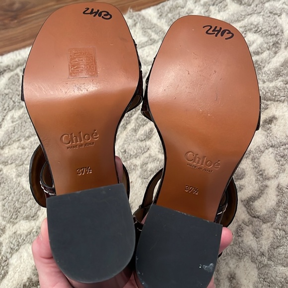 Chloe Candice croc-embossed leather heeled sandals size 37 1/2 - Picture 7 of 8